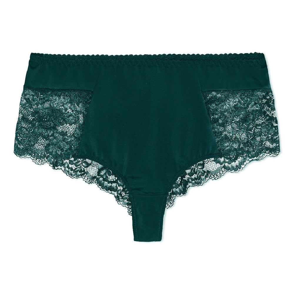 Floral Luxury Thong Emerald Green